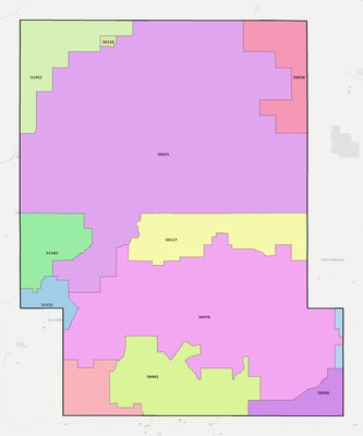 Audubon County IA ZIP code boundaries map