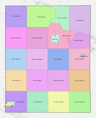 Benton County IA townships and subdivisions map