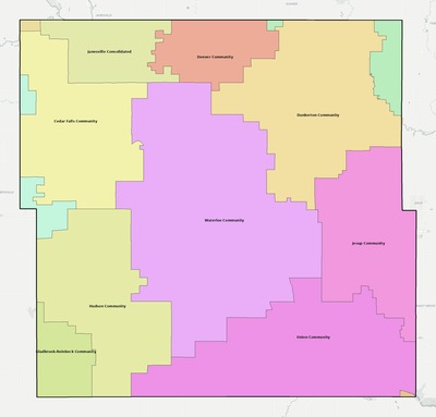 Black Hawk County IA school district boundaries map