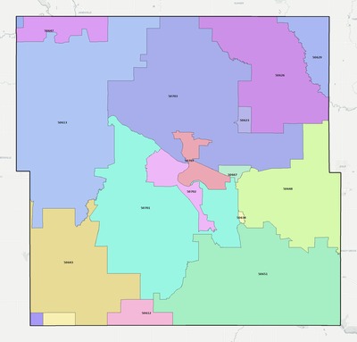 Black Hawk County IA ZIP code boundaries map