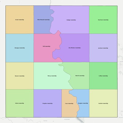 Boone County IA townships and subdivisions map