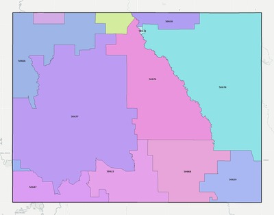Bremer County IA ZIP code boundaries map