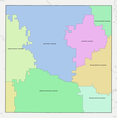 Butler County IA school district boundaries map