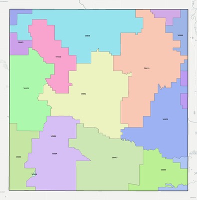 Butler County IA ZIP code boundaries map