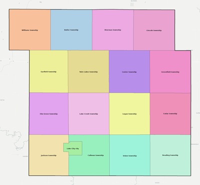 Calhoun County IA townships and subdivisions map