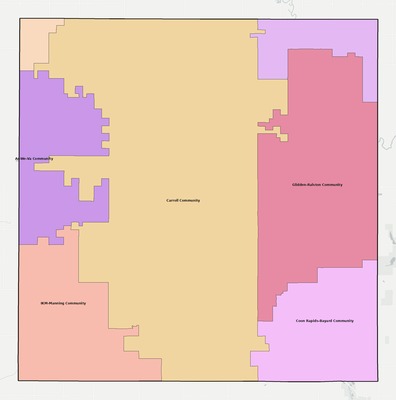 Carroll County IA school district boundaries map