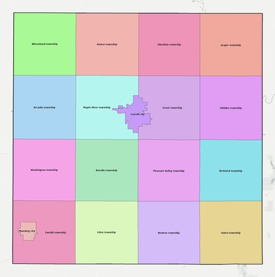 Carroll County IA townships and subdivisions map