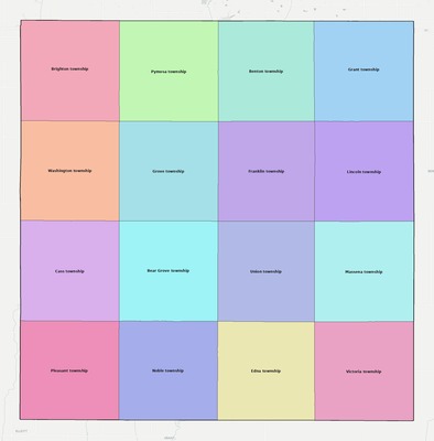 Cass County IA townships and subdivisions map