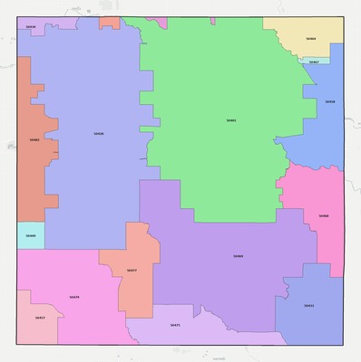 Cerro Gordo County IA ZIP code boundaries map
