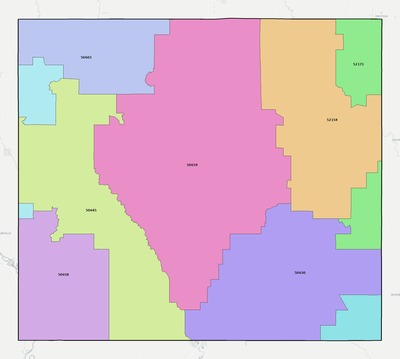 Chickasaw County IA ZIP code boundaries map