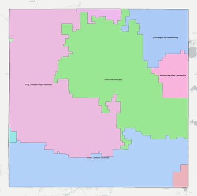 Clay County IA school district boundaries map