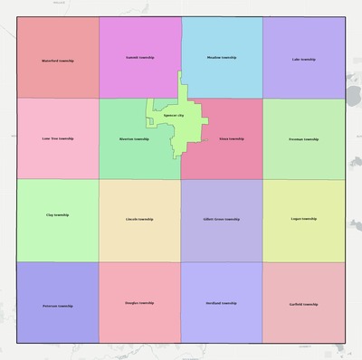 Clay County IA townships and subdivisions map
