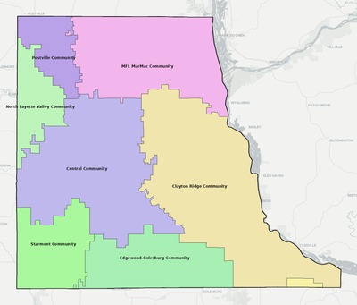 Clayton County IA school district boundaries map