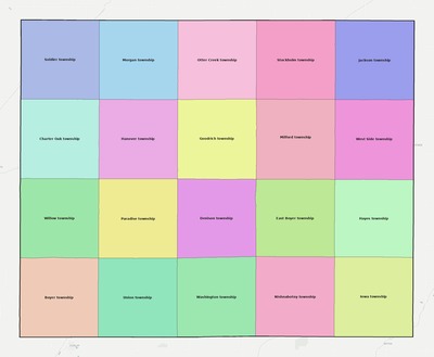 Crawford County IA townships and subdivisions map