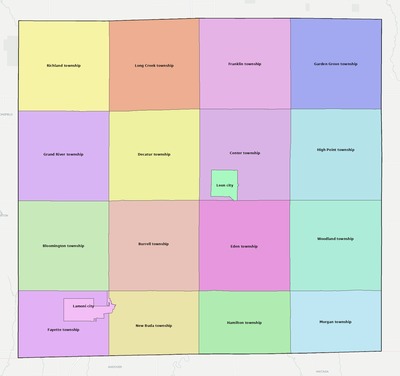 Decatur County IA townships and subdivisions map