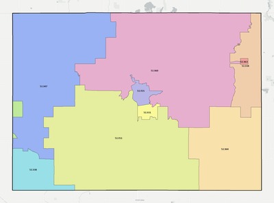 Dickinson County IA ZIP code boundaries map