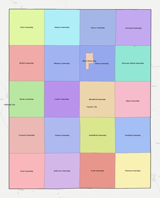 Fayette County IA townships and subdivisions map
