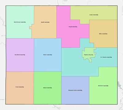 Floyd County IA townships and subdivisions map