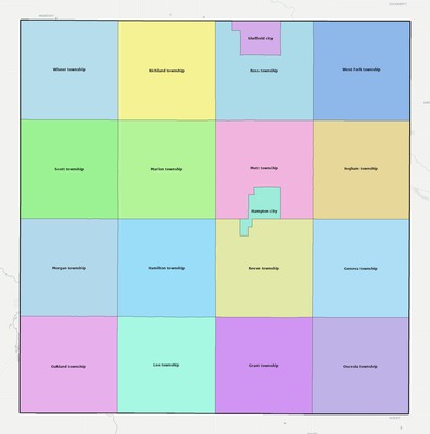 Franklin County IA townships and subdivisions map