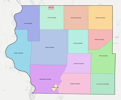 Fremont County IA townships and subdivisions map