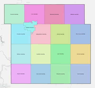 Hamilton County IA townships and subdivisions map