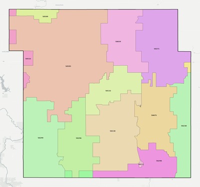 Hamilton County IA ZIP code boundaries map