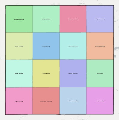 Hancock County IA townships and subdivisions map