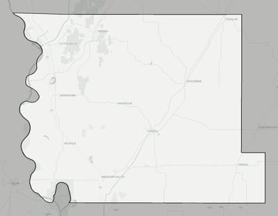 Harrison County IA county basemap context