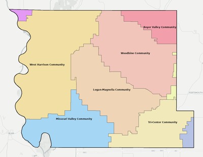 Harrison County IA school district boundaries map