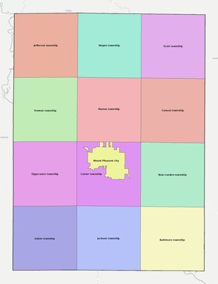 Henry County IA townships and subdivisions map