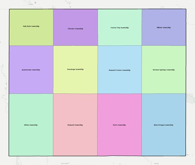 Howard County IA townships and subdivisions map