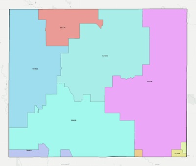 Howard County IA ZIP code boundaries map