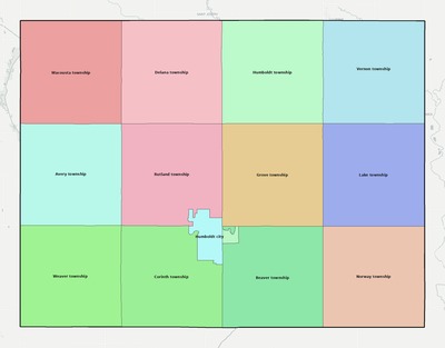 Humboldt County IA townships and subdivisions map