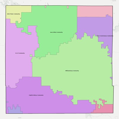 Iowa County IA school district boundaries map