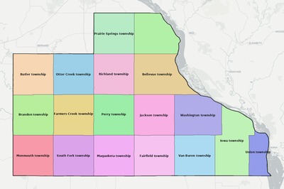Jackson County IA townships and subdivisions map