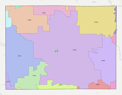 Jefferson County IA ZIP code boundaries map