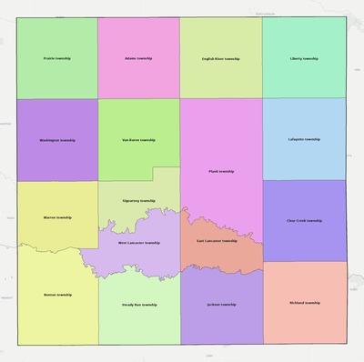 Keokuk County IA townships and subdivisions map