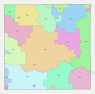 Keokuk County IA ZIP code boundaries map