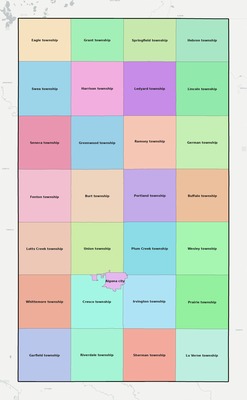 Kossuth County IA townships and subdivisions map