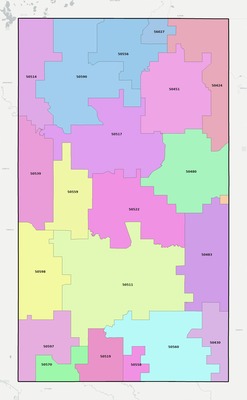 Kossuth County IA ZIP code boundaries map
