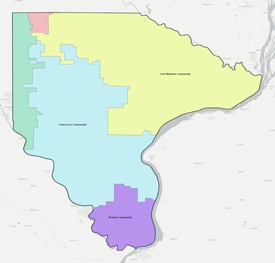 Lee County IA school district boundaries map