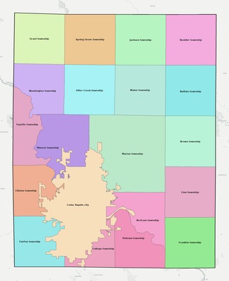Linn County IA townships and subdivisions map