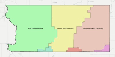 Lyon County IA school district boundaries map