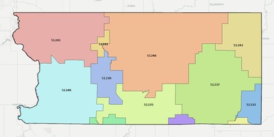 Lyon County IA ZIP code boundaries map