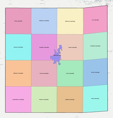 Madison County IA townships and subdivisions map