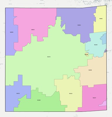 Madison County IA ZIP code boundaries map