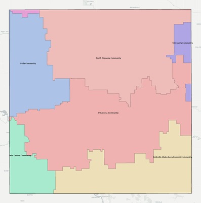 Mahaska County IA school district boundaries map