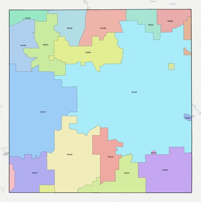 Marshall County IA ZIP code boundaries map