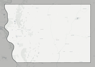 Mills County IA county basemap context