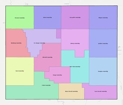 Mitchell County IA townships and subdivisions map